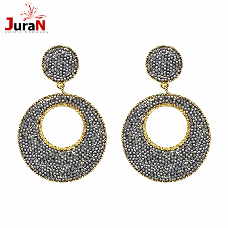 

JURAN 2018 New Arrival good quality statement round crystal Dangle Earrings Factory Price earring wholesale