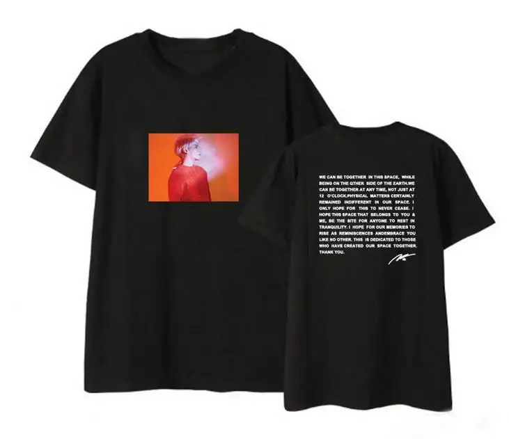 

Unisex summer style shinee jonghyun poet artist cover and letter printing o neck t shirt kpop loose short sleeve t shirt