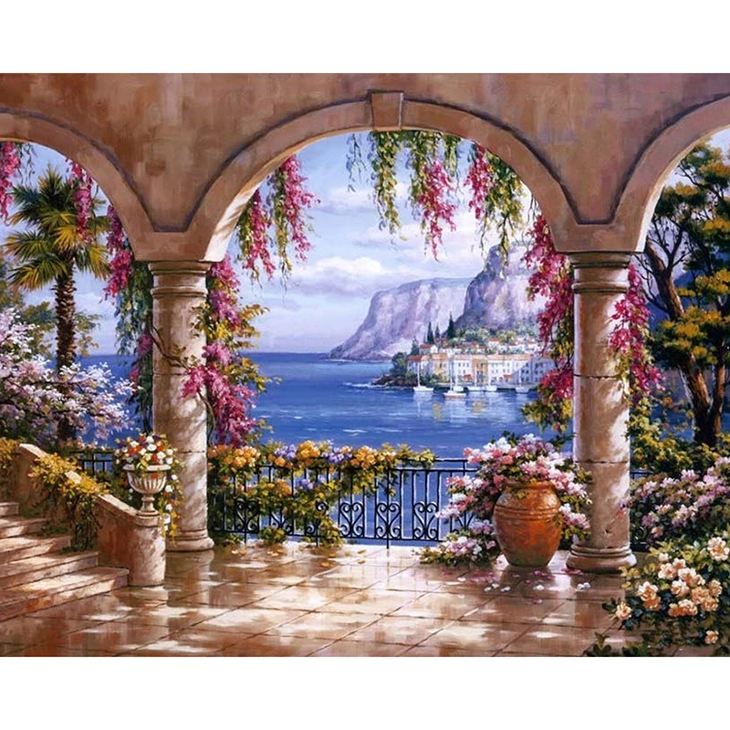 5d diy Diamond embroidery seascape garden diamond painting Cross Stitch full square drill Rhinestone mosaic decoration