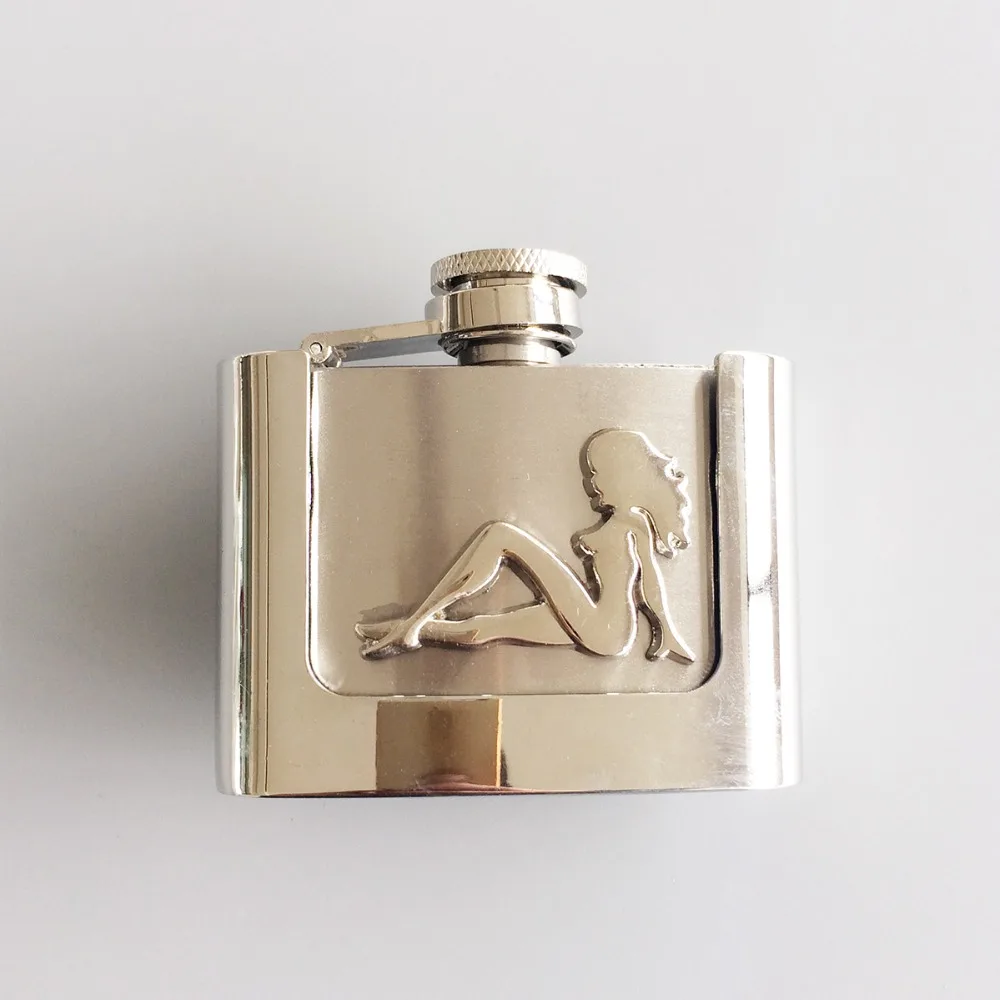 Truck Girl Mudflap Girl Two Ounce Stainless Steel Flask Belt Buckle US Stock