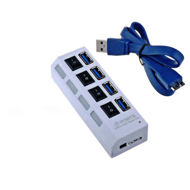 KuWFi USB Hub 3,0 высокое 4 порты мини сплиттер адаптер с Отдельный переключатель компьютерный кабель USB