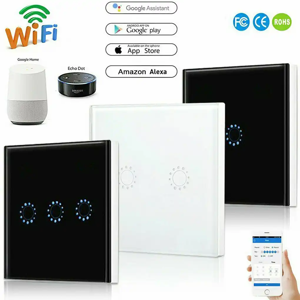 Panel De Luz De Pared Inteligente Wifi 1 2 3 Gang Interruptor