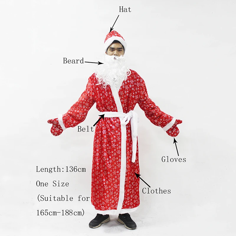 Online Russland Weihnachten Santa Claus Kostüm Cosplay Santa Claus Kleidung Phantasie Kleid In Weihnachten Männer 5 teile los Kostüm Anzug Für Erwachsene