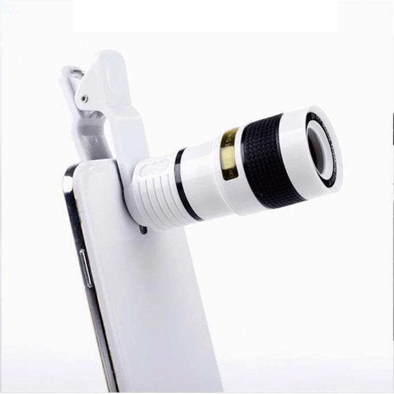 Телеобъектив plumgal 12X телескоп зум объектив мобильного телефона для смартфонов iphone samsung универсальный зажим телефон объектив камеры - Цвет: White