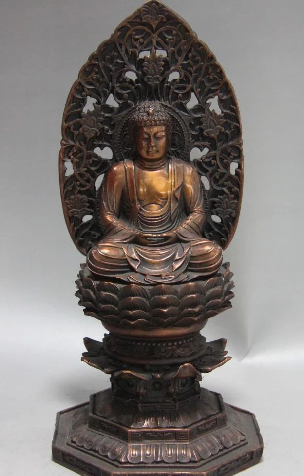 10 Chinese Buddhism Red Copper Bronze Sit lotus flower Sakyamuni Amitabha Buddha | Дом и сад