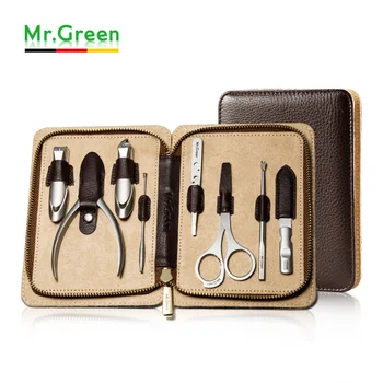 

MR.GREEN Stainless Steel Nail Clipper Cutter Trimmer Genuine Leather Grooming Kit Manicure Set Pedicure Toe Nail Art Tools Kits