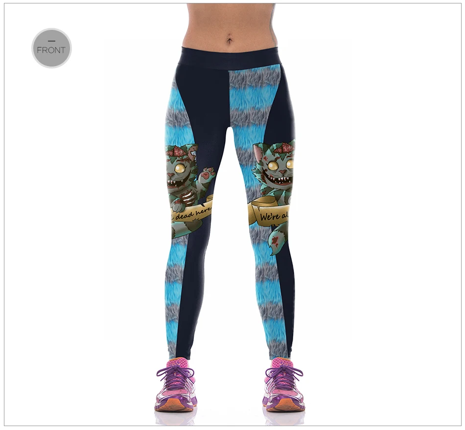 [You're My Secret] Halloween Women Leggings High Waist Silm Fitness Leggins Alice In Wonderland Smile Cat Digital Print Pants seamless leggings