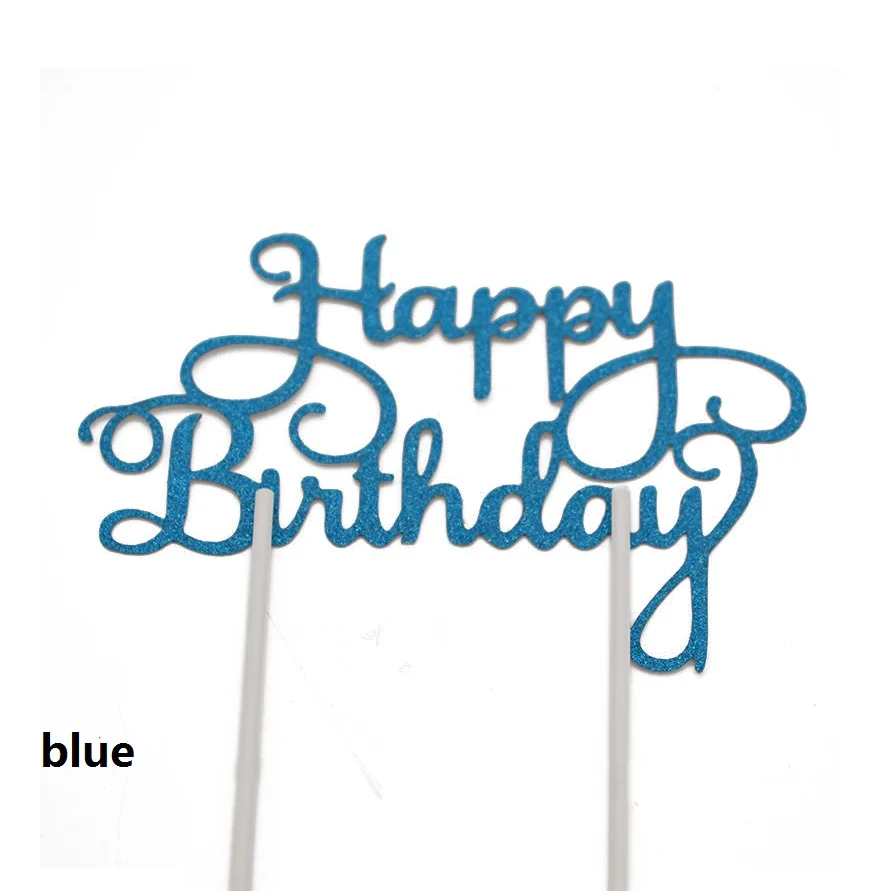 1 шт. Топпер для торта многоцветный Топпер для торта «С Днем Рождения» свеча кекс палочка флаги День Рождения украшения поставки 8Z - Цвет: blue