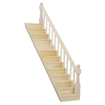 

1:12 Dolls House Wooden Staircase with Right Handrail Pre-Assembled 45-Degree Slope