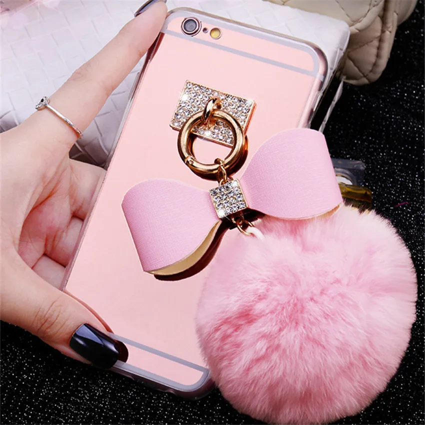 For-iPhone-5-5S-6-6S-7-8-Plus-X-Luxury-Rhinestone-Bowknot-Fur-Ball-Pompom (1)