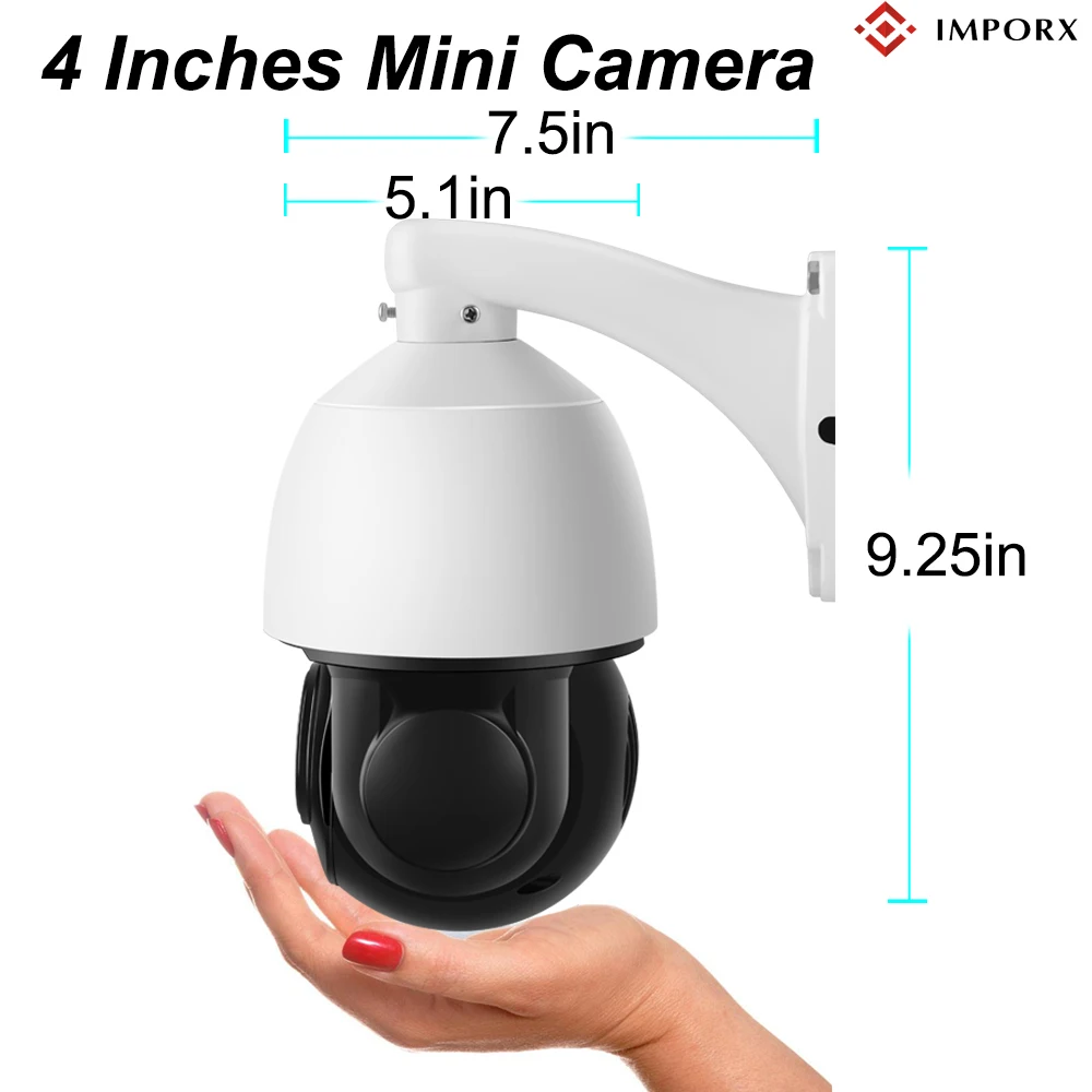 

IMPORX 5MP Mini PTZ IP Camera Zoom 36X 4 Inch Speed Dome CCTV Security Camera POE IR P2P Network CCTV Surveillance Camera H.265