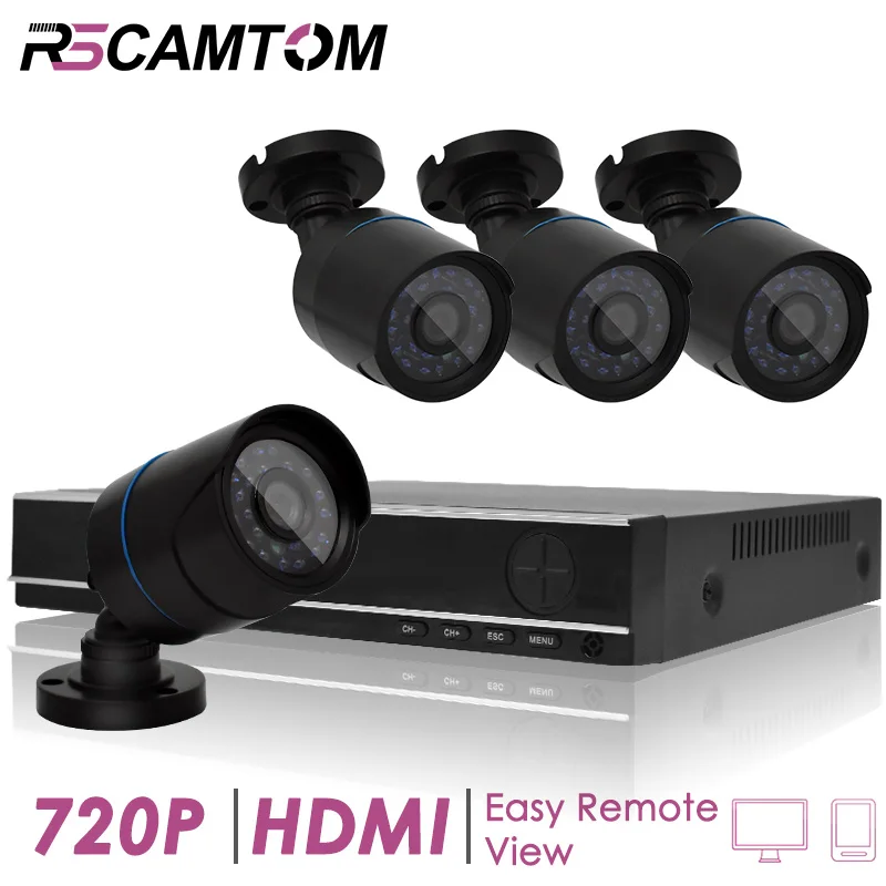 

4CH 1.0MP CCTV AHD DVR Camera System Outdoor Security Video Monitor Indoor Surveillance Cameras Kit IR Night Vision 720P XMeye