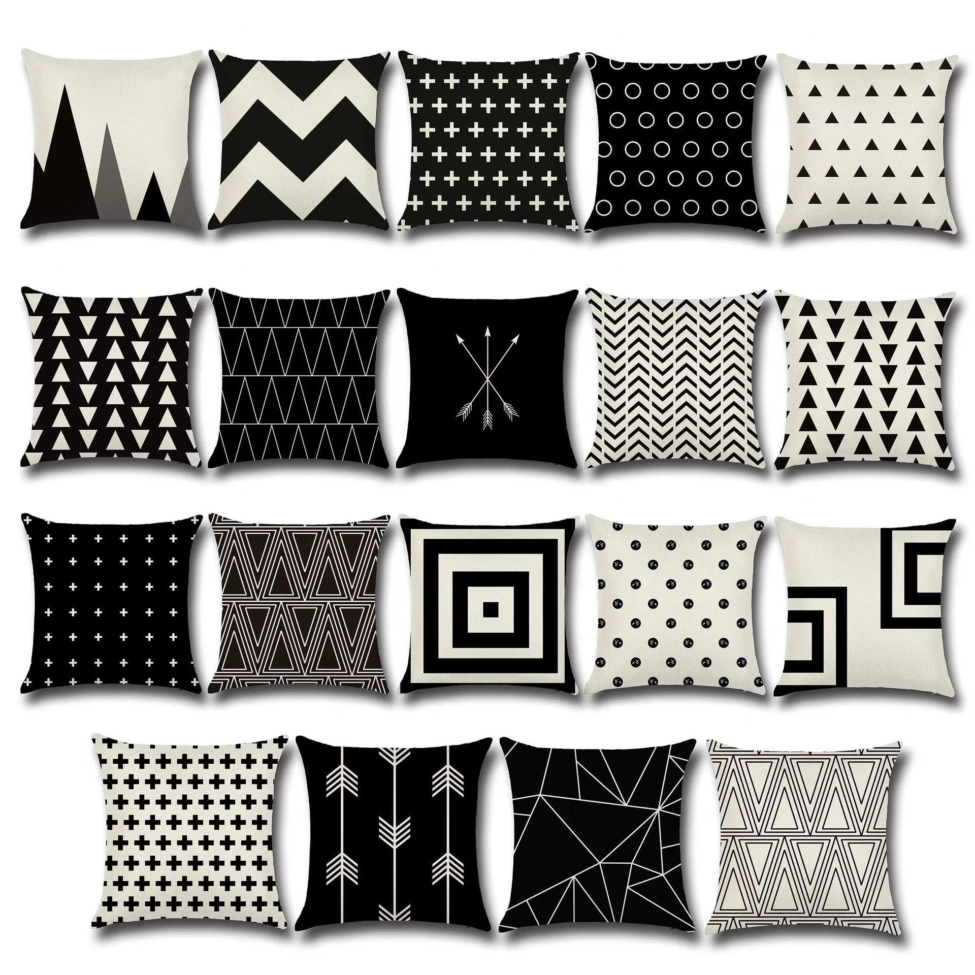 

Fashion Elegant Geometric Pattern Polyester Printing Square Black White Dot Sofa Cushion Cover Office Home Pillow Case