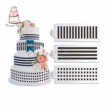 

3pcs/set Stripes Cake Stencil Cookies Decorating Stencil Fondant Plastic Template Mold Design Cake Sugarcraft Tools Bakeware
