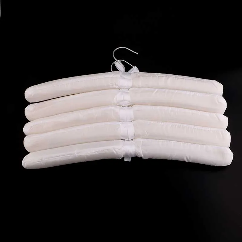 

Superior white Satin Hooks For Home Storage Padded Coat Clothes Hangers Hook Soft knitwear Stand Holder 5PCS AA