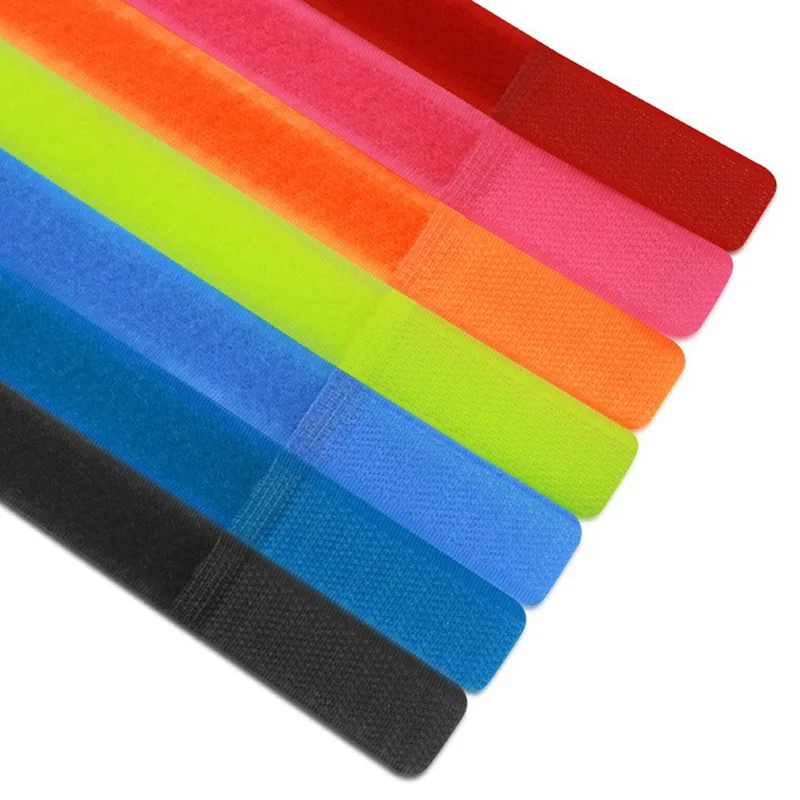 

100pcs 2*18cm Colorful Magic Tape Wiring Harness tapes Cable Tie Cord Computer Cable Winder Cable Ties Hook Loop Fastener Tape