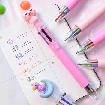 

1PCS Cute Unicorn Pig Cat Claw Multicolor Ballpoint Pen 6 In1 Colorful Ball Pens for Writing Office Stationery School Supplies