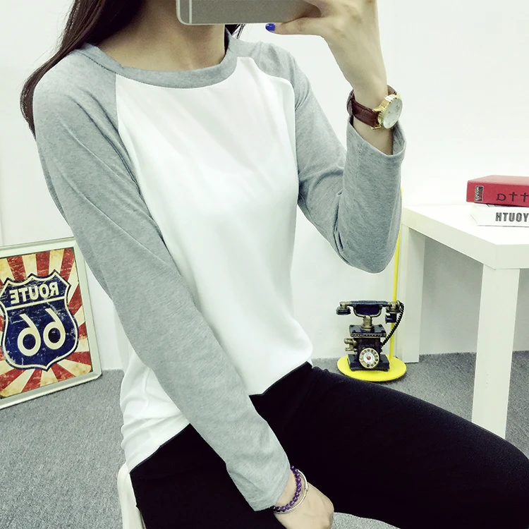 كلاسيكي إمرأة t قميص راجلان كم طويل المرقعة المحملة camisetas femininas روبا موهير قمم الفتيات فضفاضة عارضة قميص B9WR كلاسيكي إمرأة t قميص راجلان كم طويل المرقعة المحملة camisetas femininas روبا موهير قمم الفتيات فضفاضة عارضة قميص B9WR