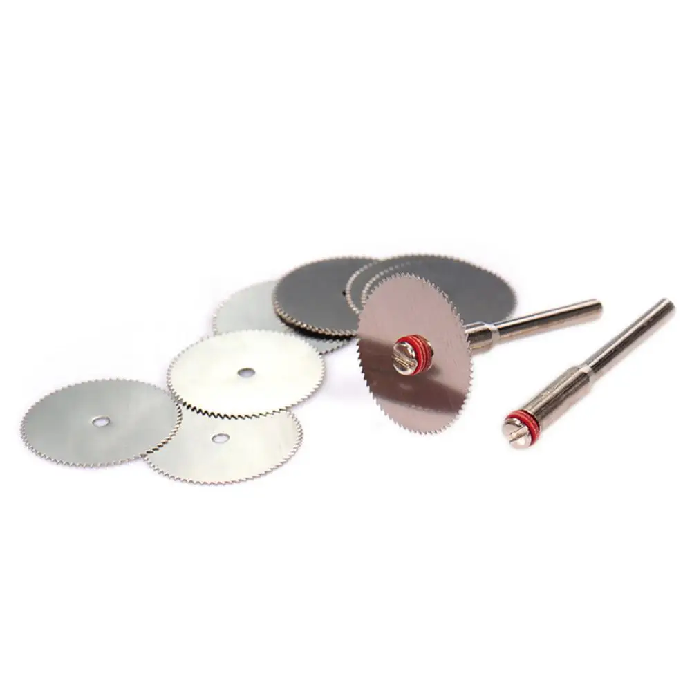 

10pcs/set 25/32mm Mini Diamond Saw Blade Silver Cutting Discs With 2X Connecting Shank For Dremel Drill Fit Rotary Tool
