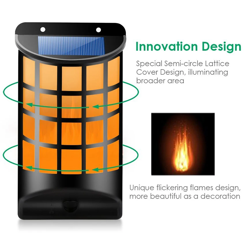 Movido a Energia Lâmpada de Parede Solar para Cerca Luz de Parede à Prova Chama Bruxuleante Água Solar Led Âmbar Pátio Porch Gramado Quintal Jardim Deck 66 d' 14 Lâmpadas solares