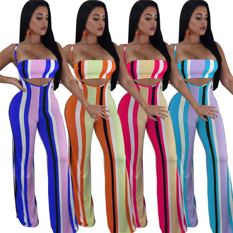 sexy cropped tops and jumpsuti women 2 piece set-7