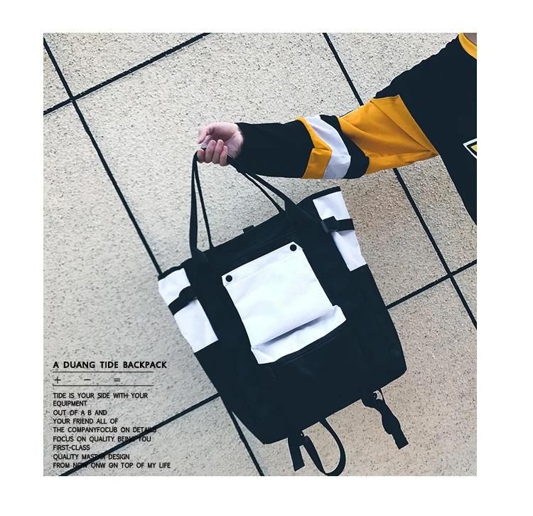 Dual Handbag Student School Bag Street Fashion High Capacity Backpack Wemen Oxford Fashion Men Panelled Hip-Hop Boy backpack04