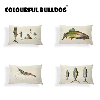 

Hot Selling High Quality Sea Fish Style Home Decor Horse Mackerel Salamander Cushion Covers Decorative Printed Throw Pillowcases