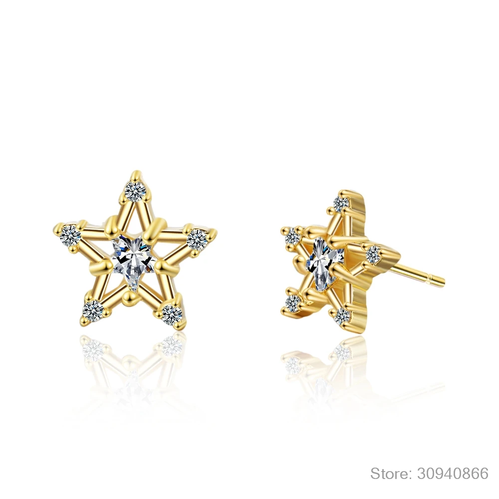 Starshine Clear CZ 925 серебро звезда Push-back женские серьги ювелирные изделия Brincos Pendientes Mujer