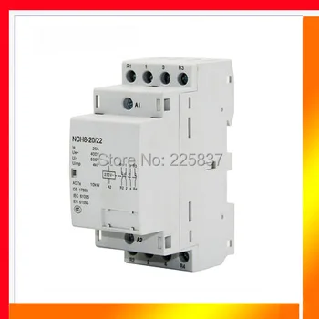

Free shipping high quality NCH8-20/22 AC 220v 230v 50/60Hz 20A 2-NO 2-NC 4P 4-pole household modular mini DIN Rail contactor