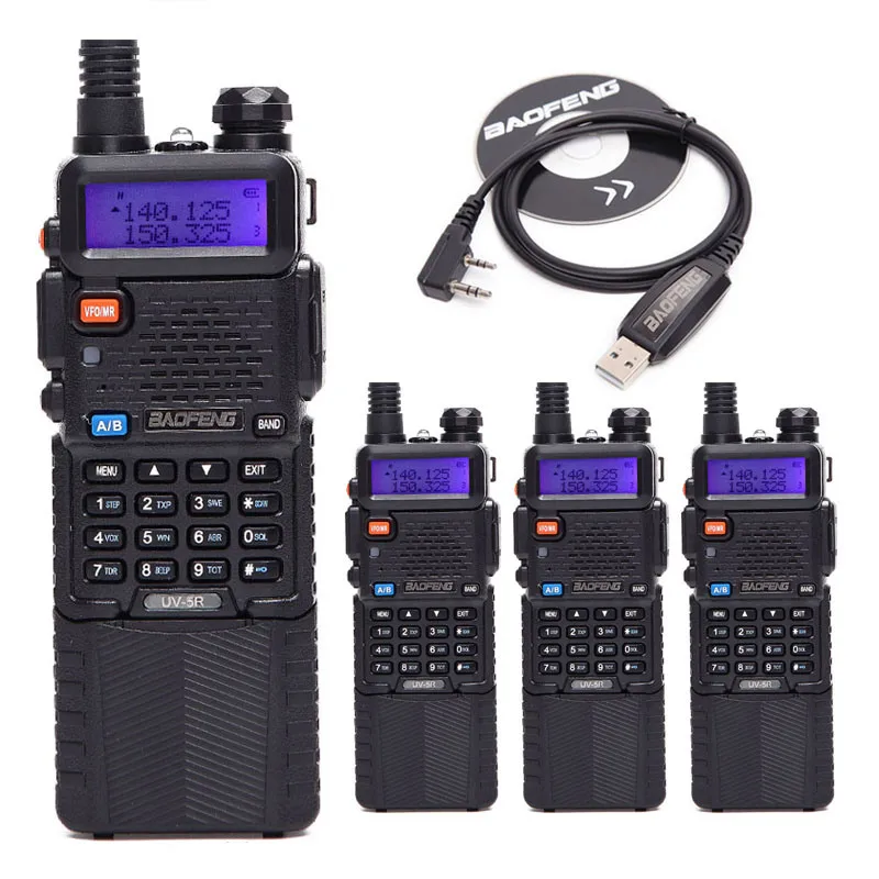 

4Pcs BaoFeng UV-5R 3800mAh Extend Battery Communicator Walkie Talkie Dual Band VHF/UHF 136-174&400-520MHz Two Way CB Radio+Cable