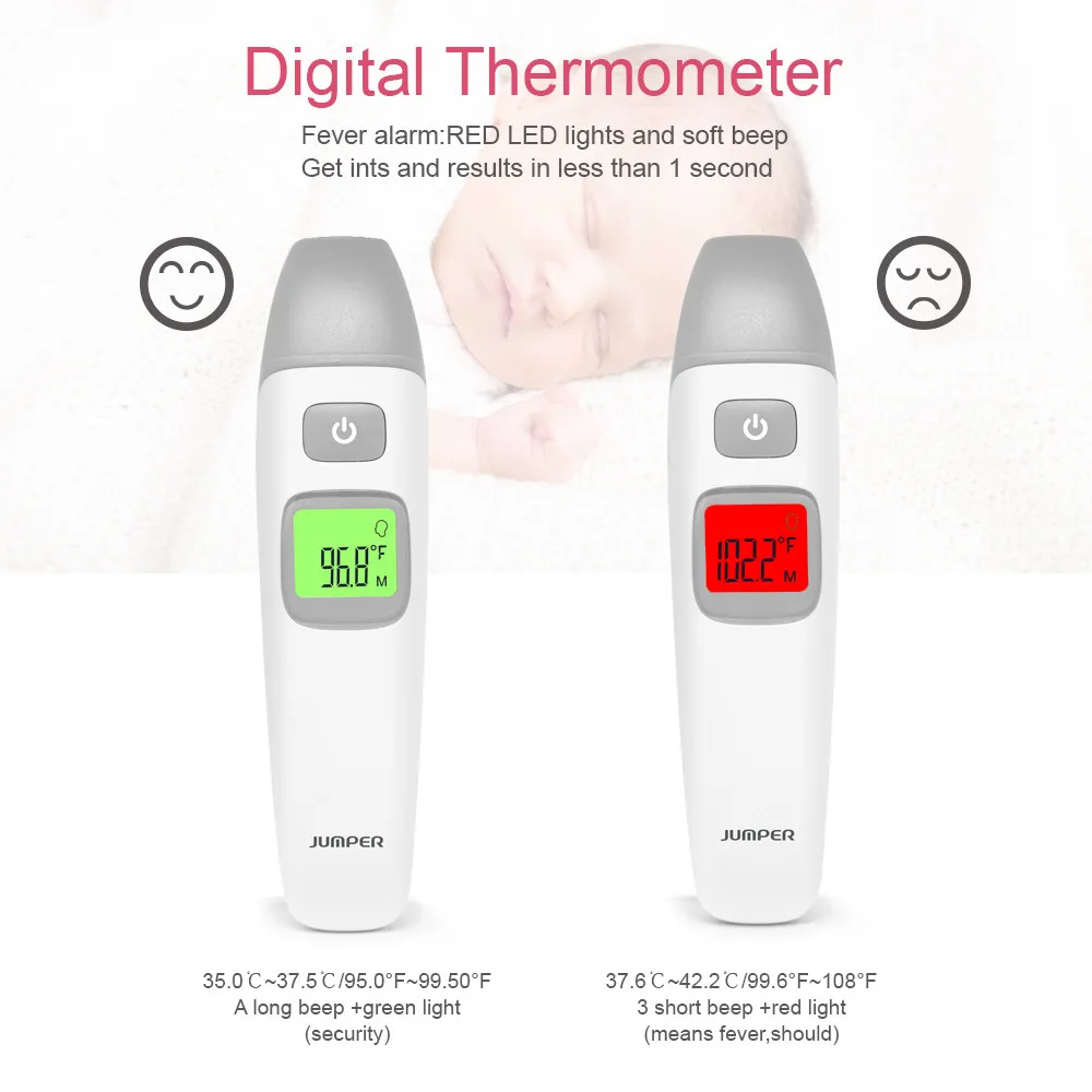 Digital LCD IR Infrared Thermometer Gun Laser Non-contact Baby Forehead Body Surface Eardrum Temperature instruments JPD-FR408 (11)