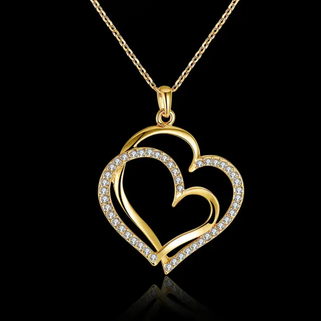 Aliexpress.com : Buy Romantic and Nobleness Gold Double Heart Shape ...