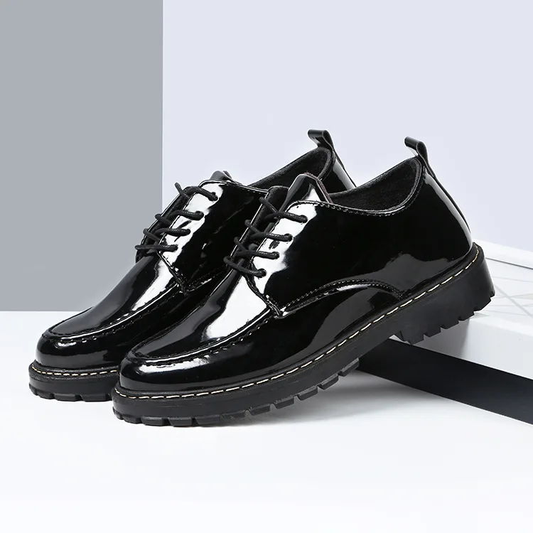 

Casual Patent Leather Motorcycle Boots Men Black Dr Martins Shoes Male Waterproof Boots Work Safety Shoes Oxfords Dress Shoes