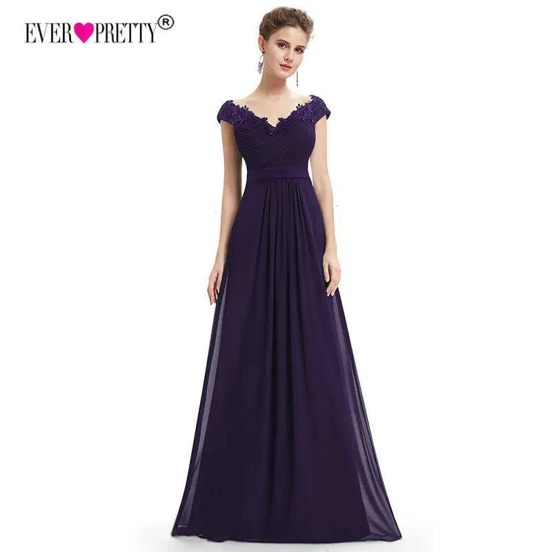 Robe De Soiree EB23368 элегантное ТРАПЕЦИЕВИДНОЕ вечернее платье с v-образным вырезом и аппликацией длинное красное торжественное свадебное платье размера плюс - Цвет: Dark Purple