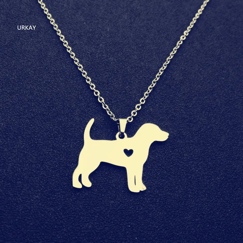 Gold color Angel Dog Necklace Stainless Steel Pet Necklaces Animal