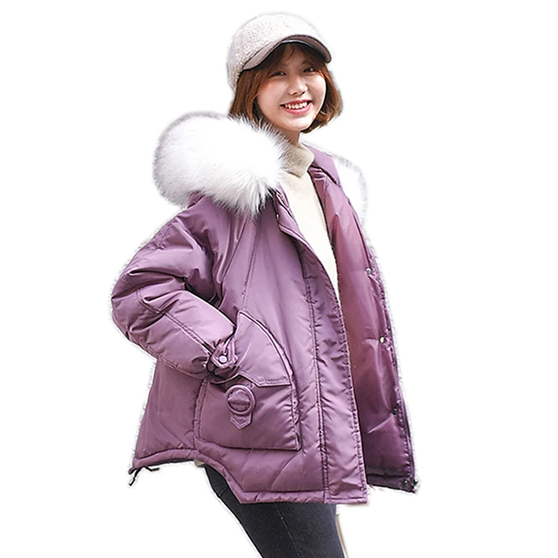 

womens winter jackets and coats 2019 Parkas for women 6 Colors Wadded Jackets warm Outwear With a Hood Large Faux Fur Collar