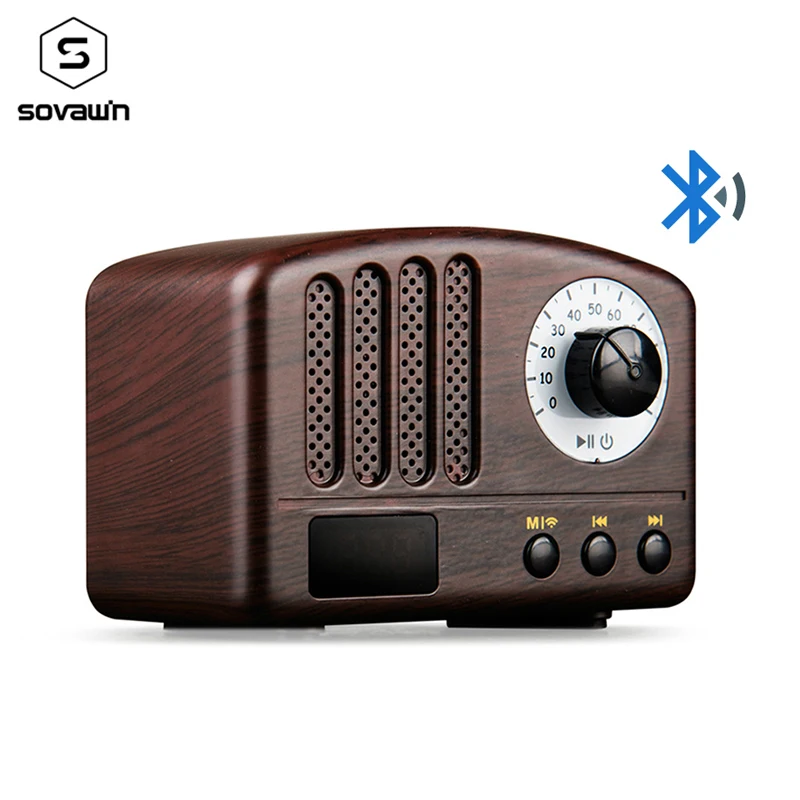 Перезаряжаемая Мини Bluetooth Колонка в стиле ретро с FM радио портативная