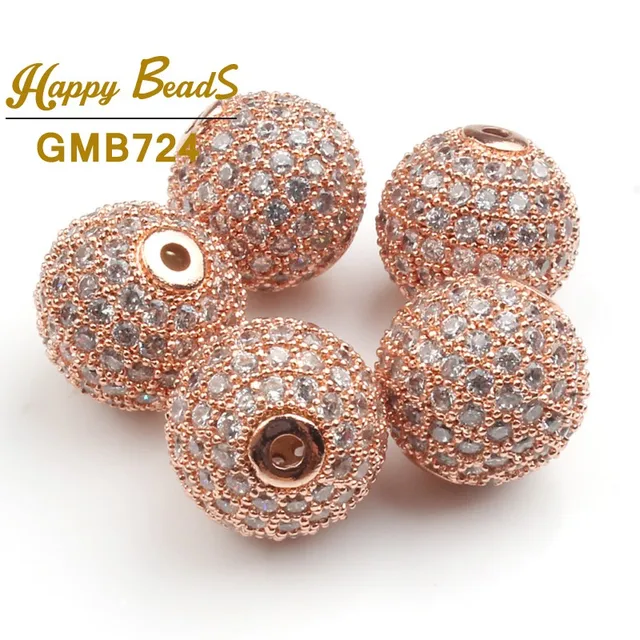 3pcs/lot Round Ball CZ Beads Metal Brass Micro Pave Crystal Zircon Space Beads For Jewelry DIY Charm Bracelet Making 4/6/8/10mm 3pcs