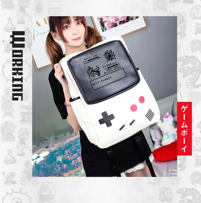 Новый стиль японский рюкзак GameBoy черного и белого цвета игровая консоль аниме