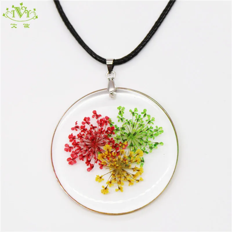 

Dried Flower Resin Elegant Romantic Necklaces Pressed Botanical Necklaces Pendants Real Flower Choker DIY Chain Jewelery Women