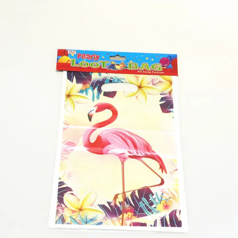 

20pcs/lot Flamingo red Party Gift Bag Party Decoration Plastic Candy Bag Loot Bag For Kids Festival wedding Party Supplies