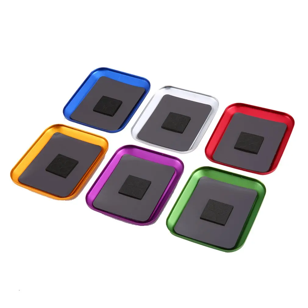 

6PCS Multi-color Aluminum Alloy Screw Tray With Magnetic Storage Tray Model Disk Screw Plate For RC Car Crawler D90