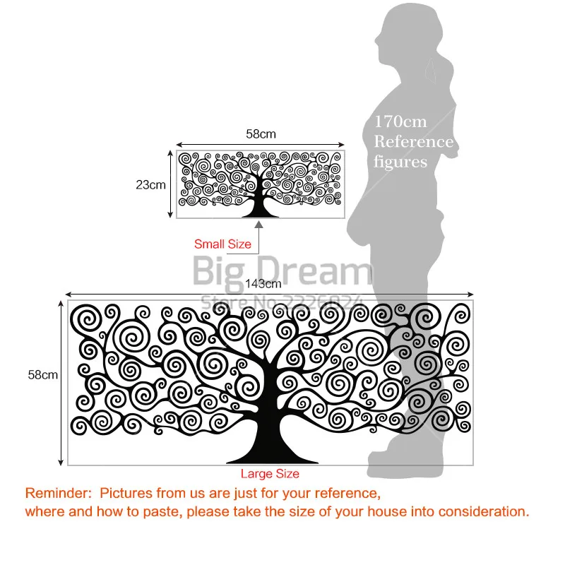 Художественный Декор Дерево Жизни стикер на стену 3D Виниловый Завод изголовья DIY Наклейка украшение дома для спальни детская комната