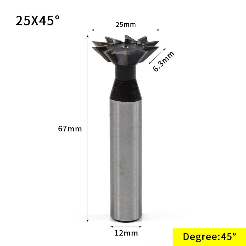 XCAN 1 шт. 45/60 градусов 10/14/18/20/25/30/32/35 мм HSS ласточкин хвост фрезы Straigh Концевая фреза ЧПУ фрезы концевой фрезы - Длина режущей кромки: 25x45