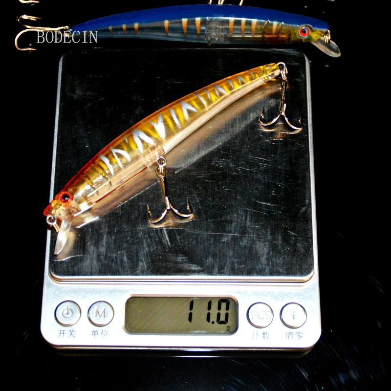 1PCS Wobbler Fishing Lures Minnow 11.5CM-11.2G 4#Bionic Plastic For Fish Artificial Hard Laser Bait With Hook Tackle Fake Baits (10)
