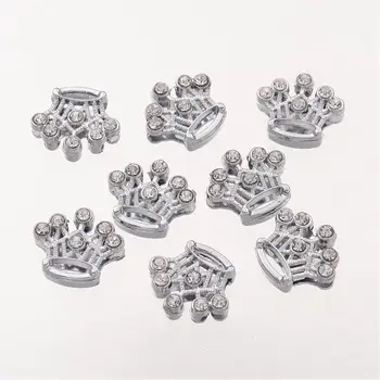 

alloy crown slide charms with grade a rhinestones, Metal, 13x14x5mm, hole: 10x2mm