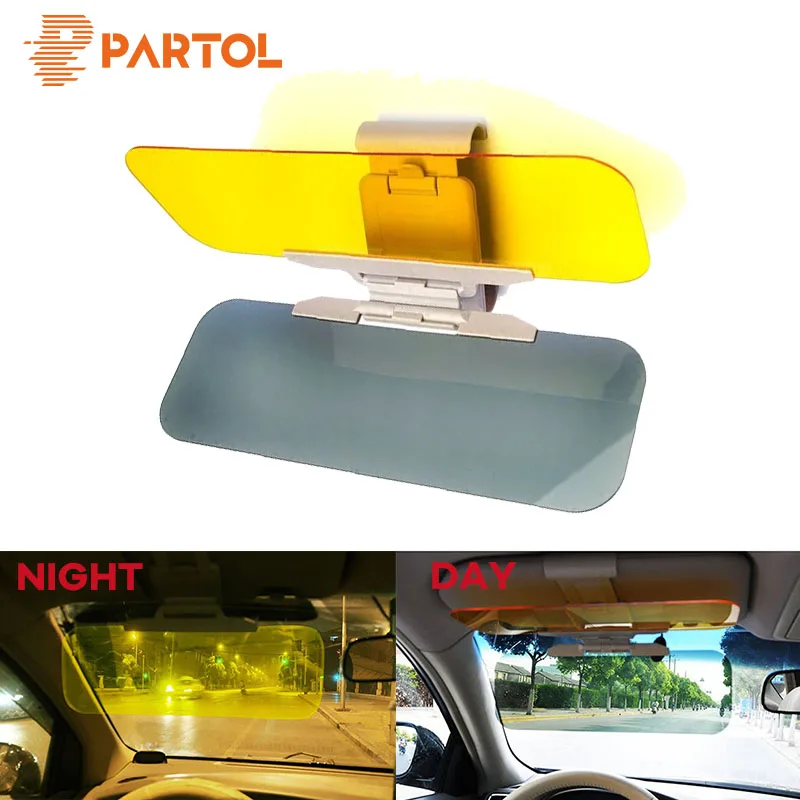 

Partol Car Sun Visor Car Anti-Glare Dazzling Goggle Day Night Vision Driving Mirror UV Fold Flip Down Clear View Visor