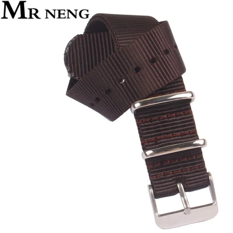 Ремешок MR NENG для наручных часов нейлоновый браслет Zulu Brown 1 шт. шириной 18 мм 20 22