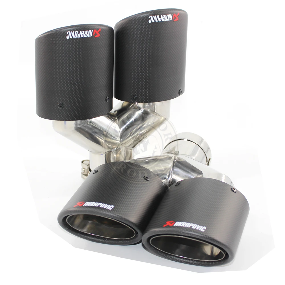 

krapovic carbon fiber muffler exhaust tailpipe nozzle car exhause Y shaped ellipse Dumb face 1 out 2 Free shipping