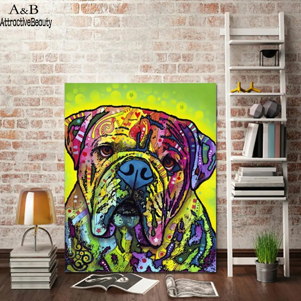 

Picture Painting Wall Artwork Colorful Abstract Dog Animal Canvas Oil Painting